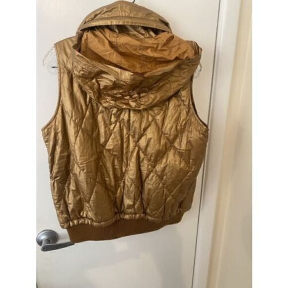 Barti Italy Bronze Quilted Vest W/ Rhinestones Size 40 US SIze M - Picture 8 of 12